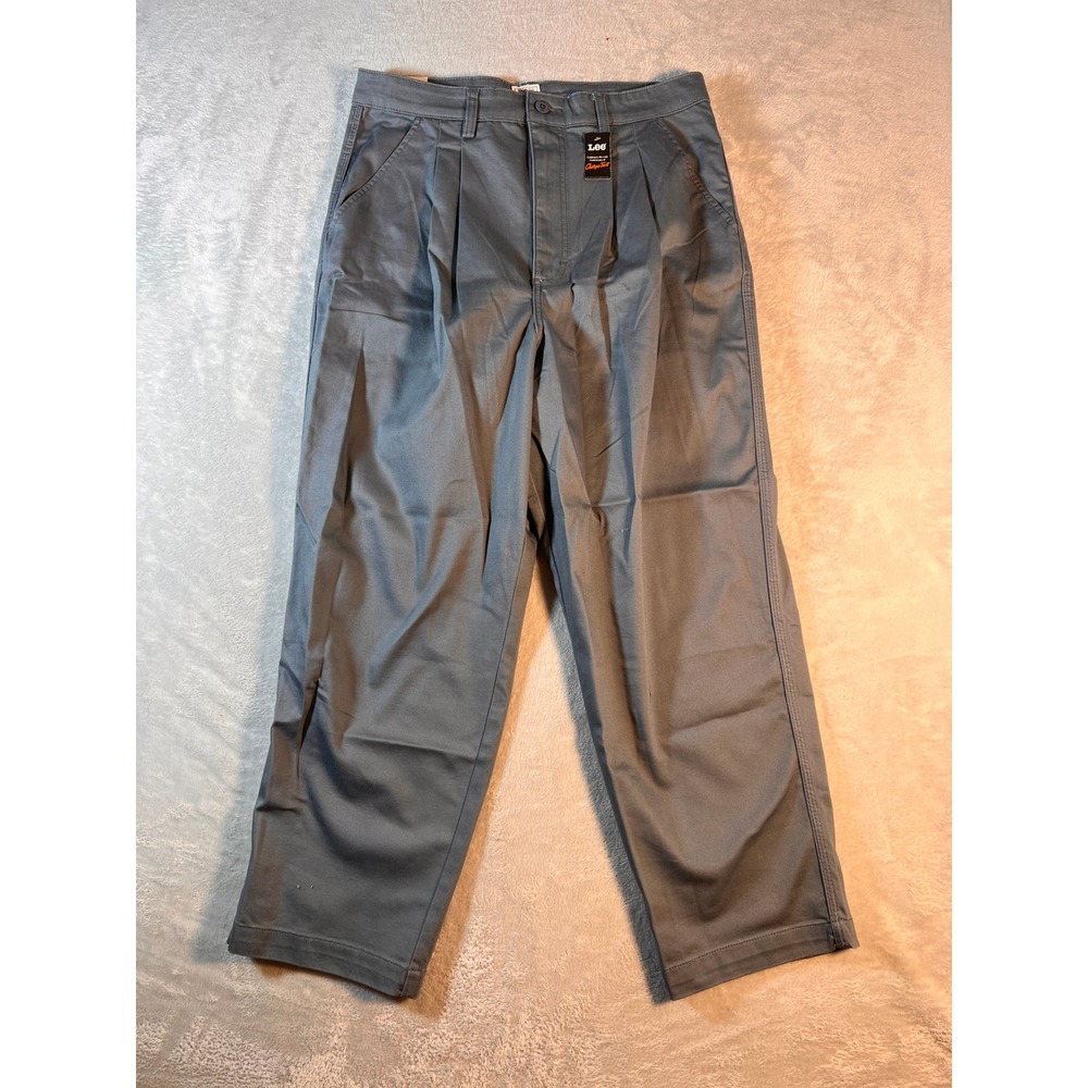 Lee‎ High Rise Pleated Flood Pants Gray Twill Size 32 NWT Baggy Wide Leg